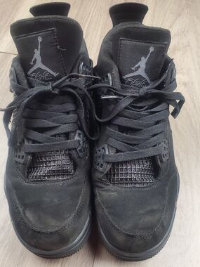 Jordan 4 Black Cat Style GS 7Y Womens 8.5 Triple Black Sneakers